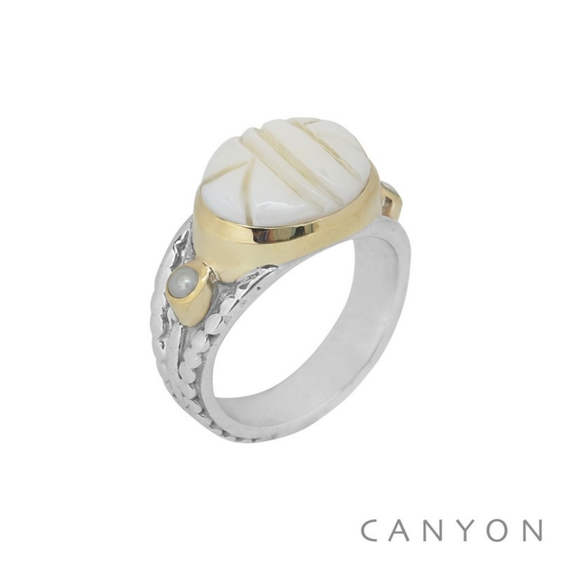 Bague Scarabée blanc S