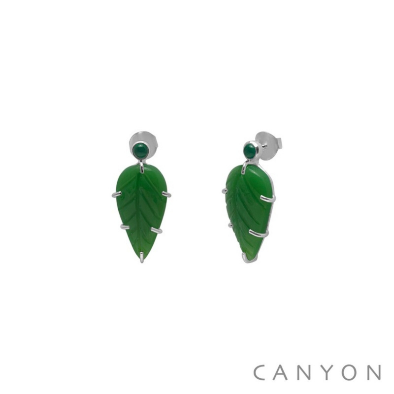 Boucles d'oreille Feuille verte